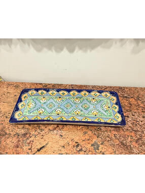 Vintage Collectible Piece Serving Tray of Uriarte Talavera Pottery